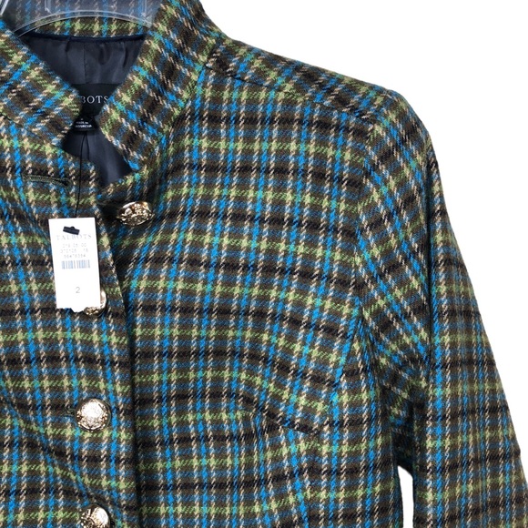 Talbots Shetland Officer Jacket Size 2 Wool Blend Apple Plaid Original Tag - Picture 6 of 13